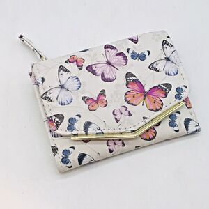 Guang Tong Buttefly Wallet Faux Leather Snap Zip ID Card Cash Coin Organizer